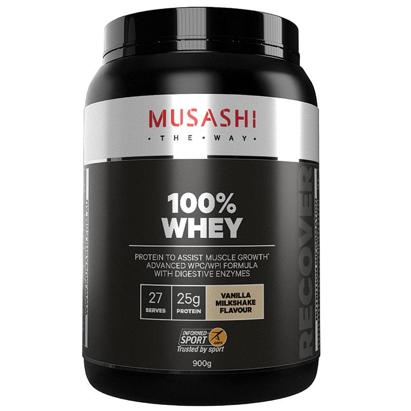 MUSASHI 100% Whey Vanilla Milk Shake 900g